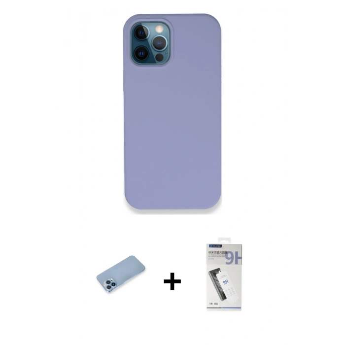 MARSİLYAN™- iPhone 12 Pro Kılıf Zirve Modern Özel Seri - Şeffaf Uv Polymer Nano Ekran Koruyucu + Shine Kamera Lens Koruma Cam - MI
