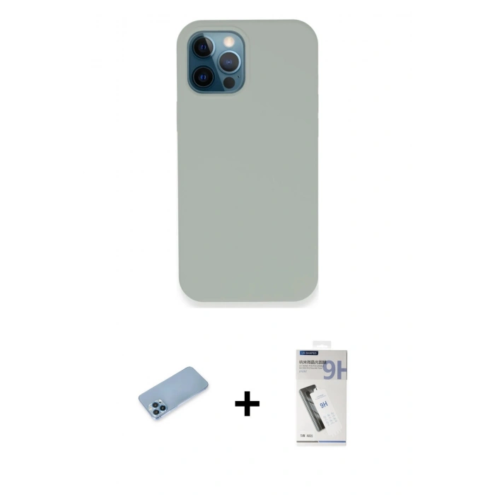 MARSİLYAN™- iPhone 12 Pro Kılıf Zirve Modern Özel Seri - Şeffaf Uv Polymer Nano Ekran Koruyucu + Shine Kamera Lens Koruma Cam - MI