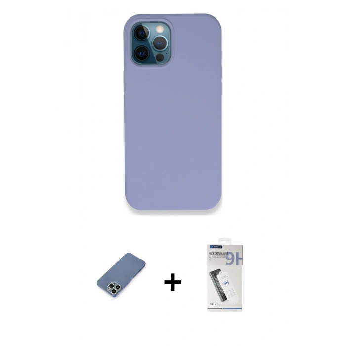 MARSİLYAN™- iPhone 12 Pro Kılıf Zirve Modern Özel Seri - Şeffaf Uv Polymer Nano Ekran Koruyucu + Metal Kamera Lens Koruma Cam - AKYL