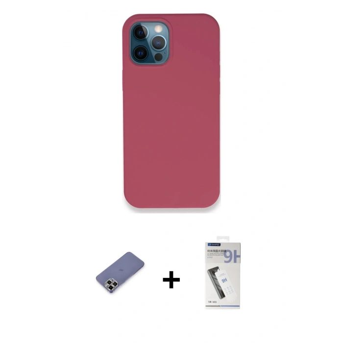 MARSİLYAN™- iPhone 12 Pro Kılıf Zirve Modern Özel Seri - Şeffaf Uv Polymer Nano Ekran Koruyucu + Metal Kamera Lens Koruma Cam - GD