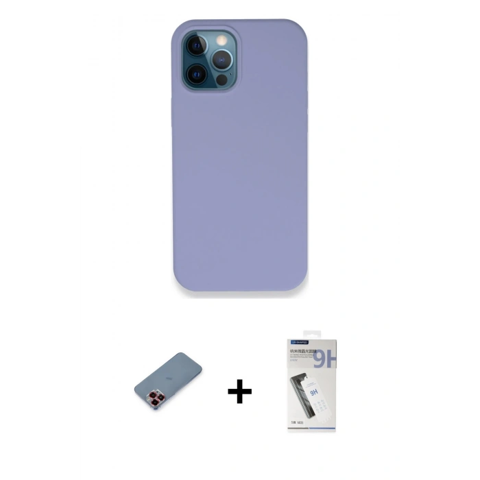 MARSİLYAN™- iPhone 12 Pro Kılıf Zirve Modern Özel Seri - Şeffaf Uv Polymer Nano Ekran Koruyucu + Metal Kamera Lens Koruma Cam - KI