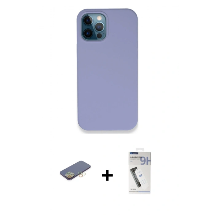 MARSİLYAN™- iPhone 12 Pro Kılıf Zirve Modern Özel Seri - Şeffaf Uv Polymer Nano Ekran Koruyucu + Renkli Kamera Lens Koruma Cam - SI