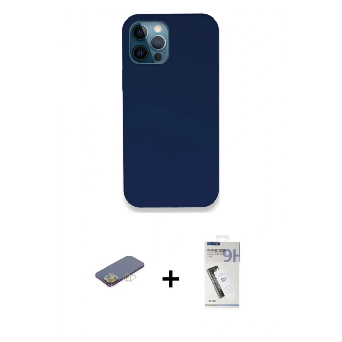MARSİLYAN™- iPhone 12 Pro Kılıf Zirve Modern Özel Seri - Şeffaf Uv Polymer Nano Ekran Koruyucu + Renkli Kamera Lens Koruma Cam - SI