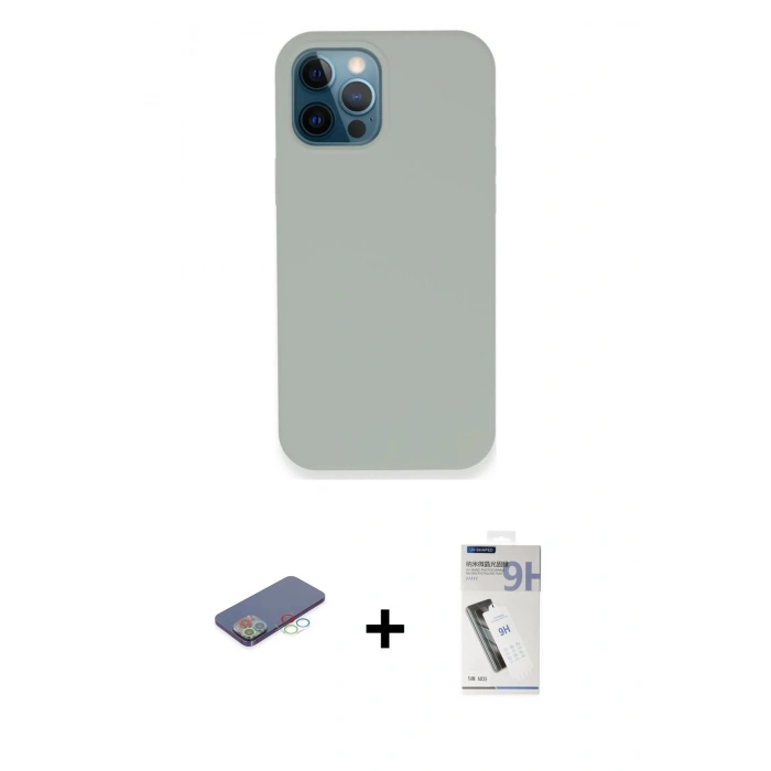 MARSİLYAN™- iPhone 12 Pro Kılıf Zirve Modern Özel Seri - Şeffaf Uv Polymer Nano Ekran Koruyucu + Renkli Kamera Lens Koruma Cam - MI