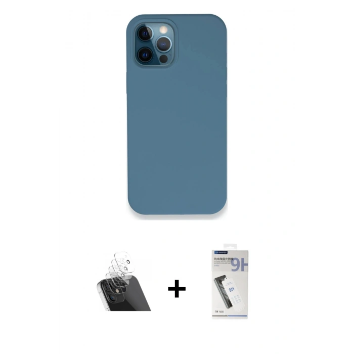 MARSİLYAN™- iPhone 12 Pro Kılıf Zirve Modern Özel Seri - Şeffaf Uv Polymer Nano Ekran Koruyucu + Kamera Lens Koruma Cam - SF