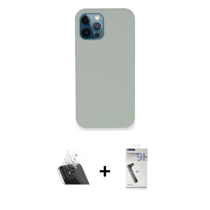 MARSİLYAN™- iPhone 12 Pro Kılıf Zirve Modern Özel Seri - Şeffaf Uv Polymer Nano Ekran Koruyucu + Kamera Lens Koruma Cam - SF
