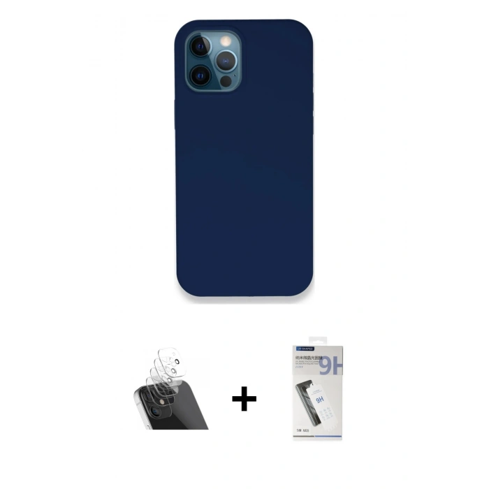 MARSİLYAN™- iPhone 12 Pro Kılıf Zirve Modern Özel Seri - Şeffaf Uv Polymer Nano Ekran Koruyucu + Kamera Lens Koruma Cam - SF