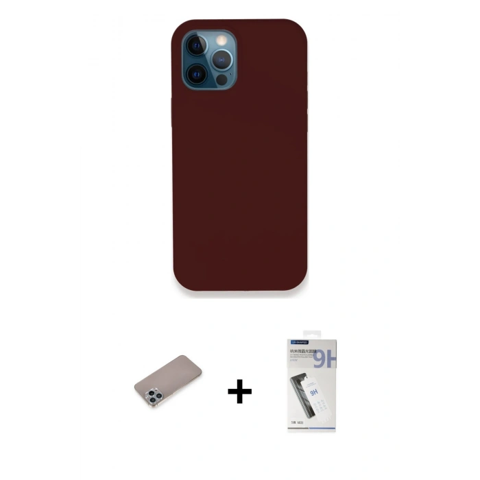 MARSİLYAN™- iPhone 12 Pro Kılıf Zirve Modern Özel Seri - Şeffaf Uv Polymer Nano Ekran Koruyucu + Shine Kamera Lens Koruma Cam - SABE