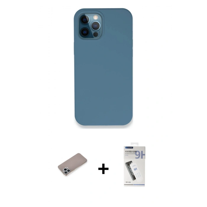 MARSİLYAN™- iPhone 12 Pro Kılıf Zirve Modern Özel Seri - Şeffaf Uv Polymer Nano Ekran Koruyucu + Shine Kamera Lens Koruma Cam - SABE
