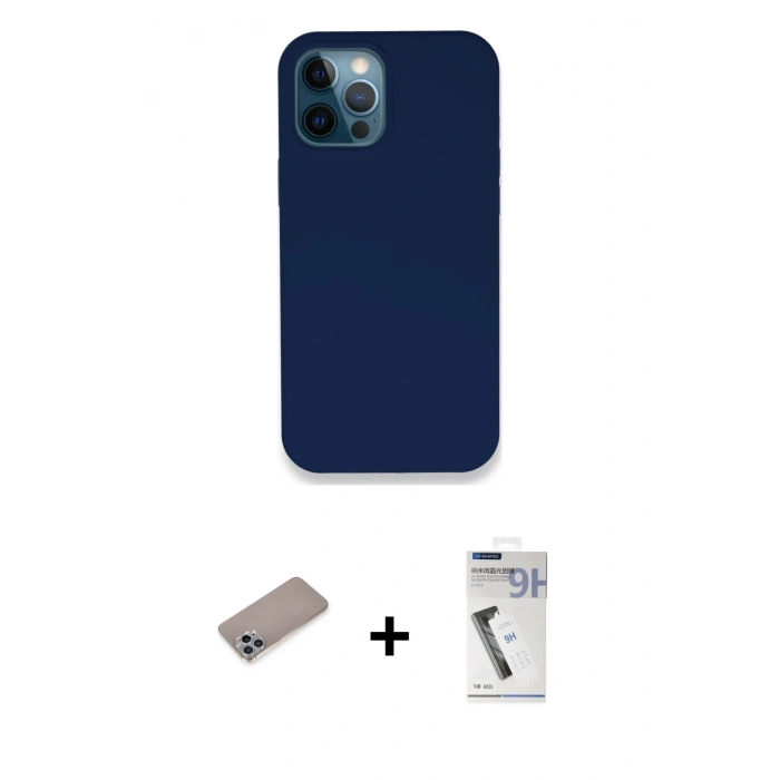 MARSİLYAN™- iPhone 12 Pro Kılıf Zirve Modern Özel Seri - Şeffaf Uv Polymer Nano Ekran Koruyucu + Shine Kamera Lens Koruma Cam - SABE