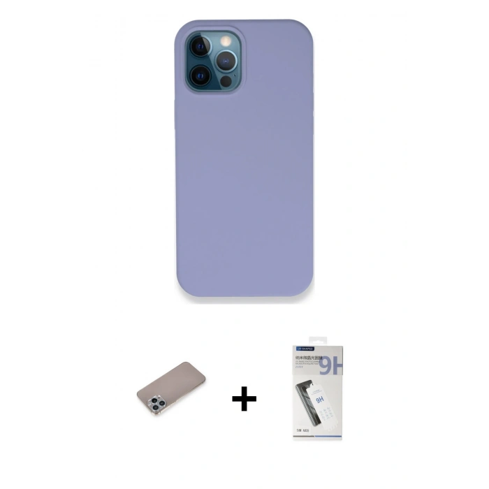 MARSİLYAN™- iPhone 12 Pro Kılıf Zirve Modern Özel Seri - Şeffaf Uv Polymer Nano Ekran Koruyucu + Shine Kamera Lens Koruma Cam - SABE