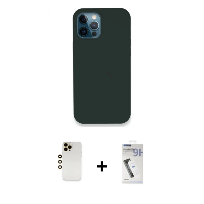 MARSİLYAN™- iPhone 12 Pro Kılıf Zirve Modern Özel Seri - Şeffaf Uv Polymer Nano Ekran Koruyucu + Shine Kamera Lens - GD