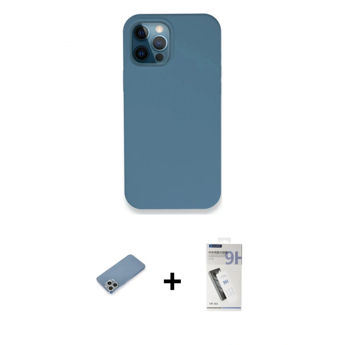 MARSİLYAN™- iPhone 12 Pro Kılıf Zirve Modern Özel Seri - Şeffaf Uv Polymer Nano Ekran Koruyucu + Shine Kamera Lens Koruma Cam - GS