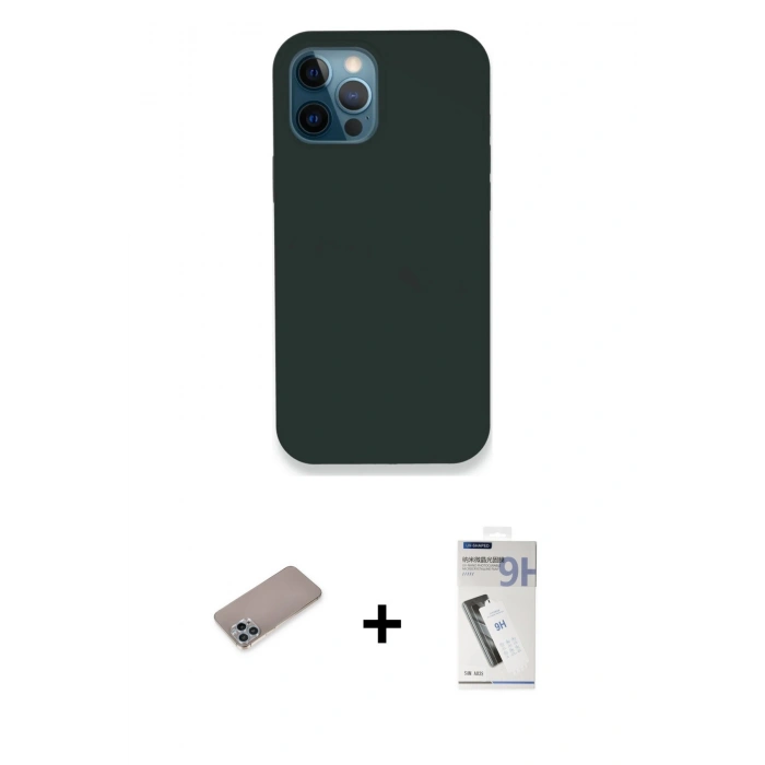 MARSİLYAN™- iPhone 12 Pro Kılıf Zirve Modern Özel Seri - Şeffaf Uv Polymer Nano Ekran Koruyucu + Shine Kamera Lens Koruma Cam - SABE