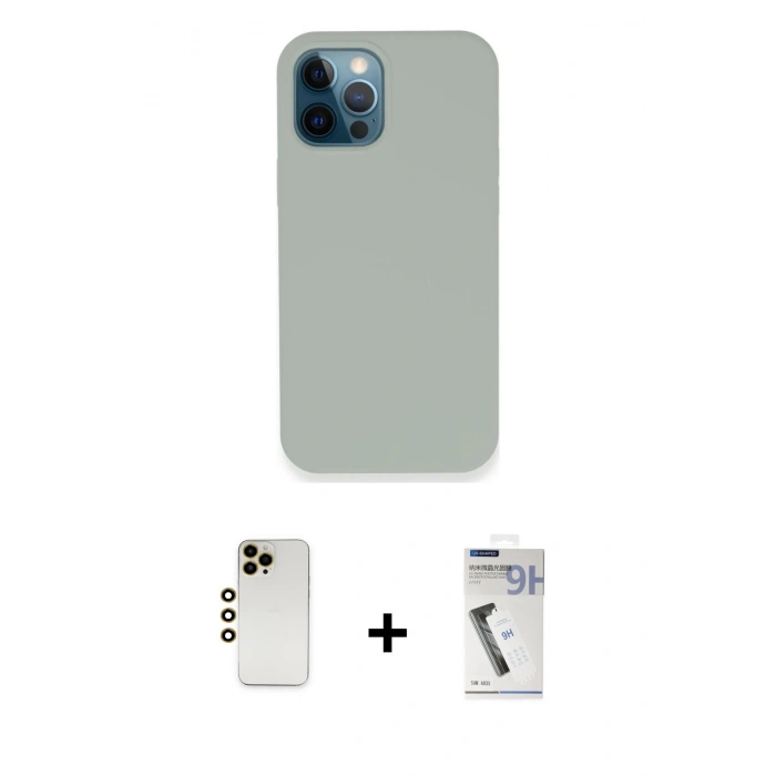 MARSİLYAN™- iPhone 12 Pro Kılıf Zirve Modern Özel Seri - Şeffaf Uv Polymer Nano Ekran Koruyucu + Shine Kamera Lens - GD