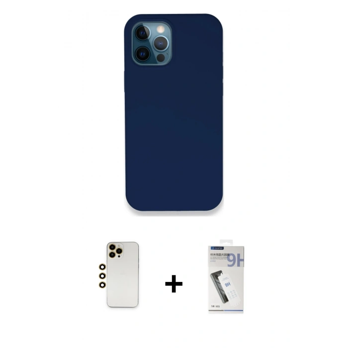 MARSİLYAN™- iPhone 12 Pro Kılıf Zirve Modern Özel Seri - Şeffaf Uv Polymer Nano Ekran Koruyucu + Shine Kamera Lens - GD