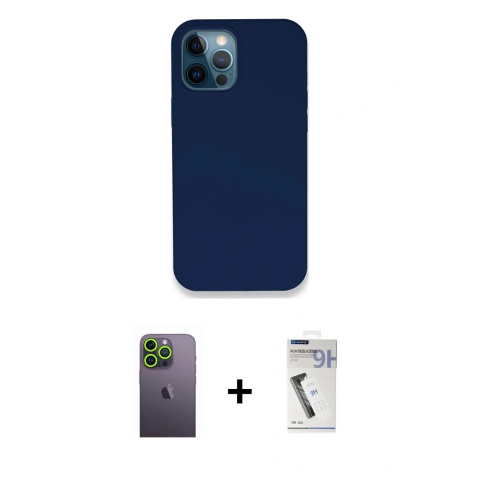 MARSİLYAN™- iPhone 12 Pro Kılıf Zirve Modern Özel Seri - Şeffaf Uv Polymer Nano Ekran Koruyucu + Neon Fosforlu Kamera Lens - YL