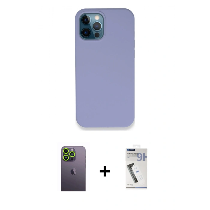 MARSİLYAN™- iPhone 12 Pro Kılıf Zirve Modern Özel Seri - Şeffaf Uv Polymer Nano Ekran Koruyucu + Neon Fosforlu Kamera Lens - YL