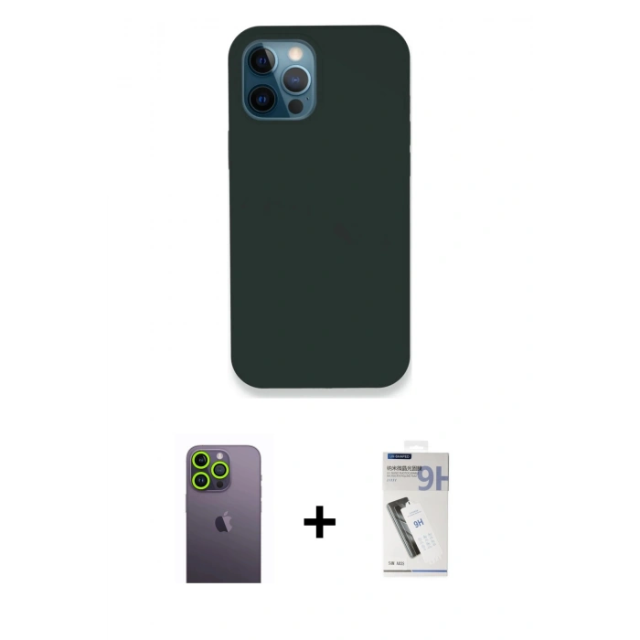 MARSİLYAN™- iPhone 12 Pro Kılıf Zirve Modern Özel Seri - Şeffaf Uv Polymer Nano Ekran Koruyucu + Neon Fosforlu Kamera Lens - YL