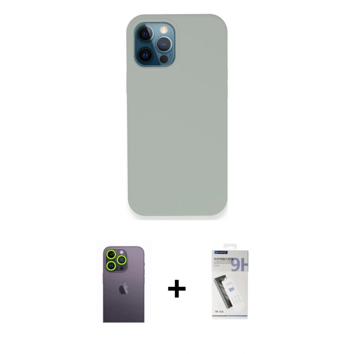 MARSİLYAN™- iPhone 12 Pro Kılıf Zirve Modern Özel Seri - Şeffaf Uv Polymer Nano Ekran Koruyucu + Neon Fosforlu Kamera Lens - YL