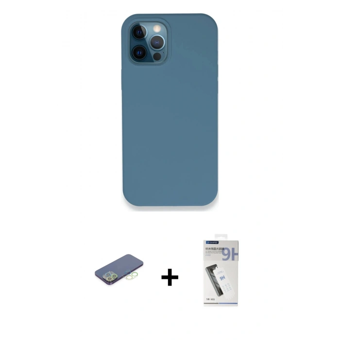 MARSİLYAN™- iPhone 12 Pro Kılıf Zirve Modern Özel Seri - Şeffaf Uv Polymer Nano Ekran Koruyucu + Renkli Kamera Lens Koruma Cam - YL