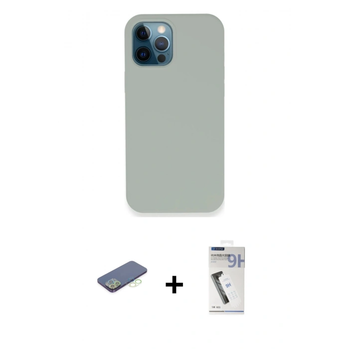 MARSİLYAN™- iPhone 12 Pro Kılıf Zirve Modern Özel Seri - Şeffaf Uv Polymer Nano Ekran Koruyucu + Renkli Kamera Lens Koruma Cam - YL