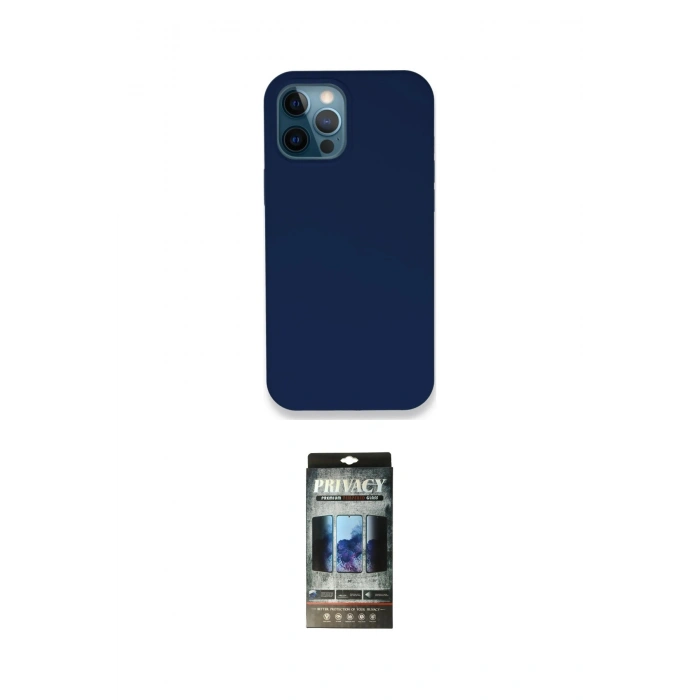 MARSİLYAN™- iPhone 12 Pro Kılıf Zirve Modern Özel Seri - Siyah 34D Hayalet Izgaralı Cam