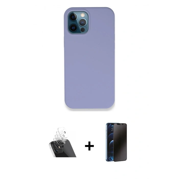 MARSİLYAN™- iPhone 12 Pro Kılıf Zirve Modern Özel Seri - Siyah 3D Antistatik Hayalet Cam Ekran Koruyucu + Kamera Lens Koruma Cam - SF