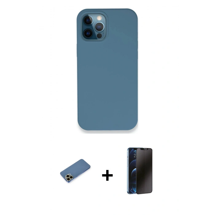 MARSİLYAN™- iPhone 12 Pro Kılıf Zirve Modern Özel Seri - Siyah 3D Antistatik Hayalet Cam Ekran Koruyucu + Shine Kamera Lens Koruma Cam - GD