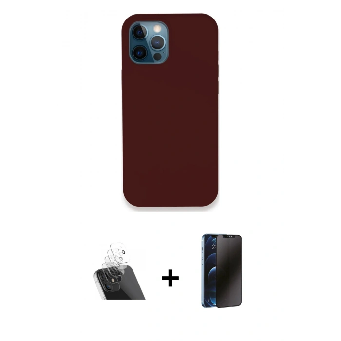 MARSİLYAN™- iPhone 12 Pro Kılıf Zirve Modern Özel Seri - Siyah 3D Antistatik Hayalet Cam Ekran Koruyucu + Kamera Lens Koruma Cam - SF