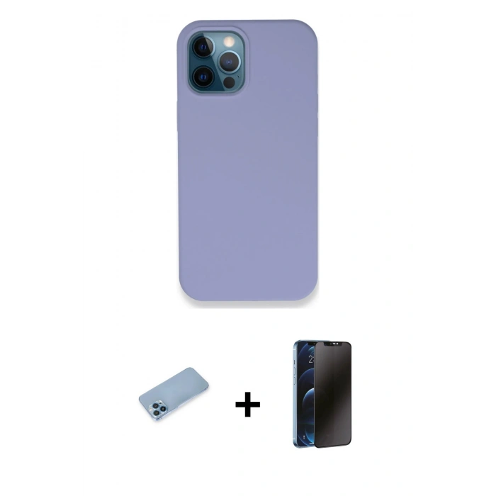 MARSİLYAN™- iPhone 12 Pro Kılıf Zirve Modern Özel Seri - Siyah 3D Antistatik Hayalet Cam Ekran Koruyucu + Shine Kamera Lens Koruma Cam - MI