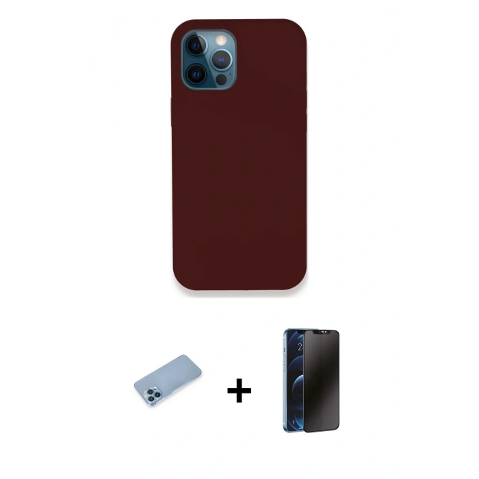 MARSİLYAN™- iPhone 12 Pro Kılıf Zirve Modern Özel Seri - Siyah 3D Antistatik Hayalet Cam Ekran Koruyucu + Shine Kamera Lens Koruma Cam - MI
