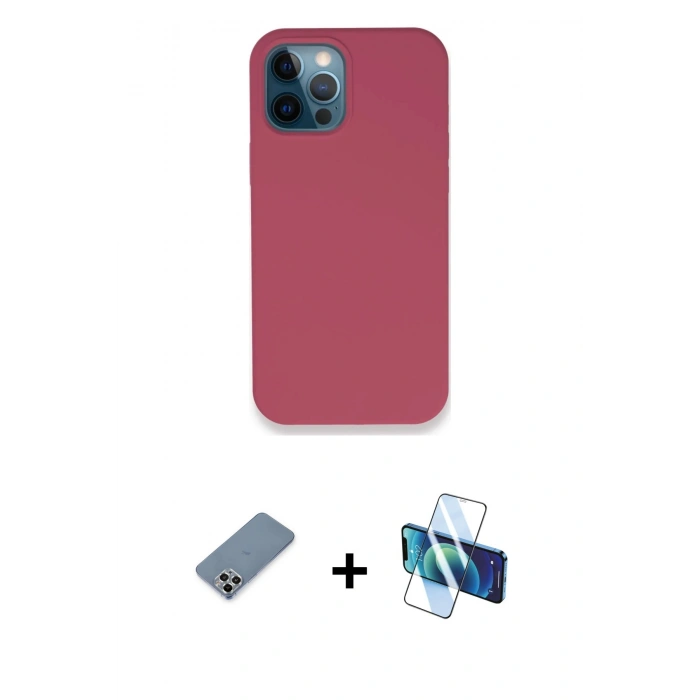 MARSİLYAN™- iPhone 12 Pro Kılıf Zirve Modern Özel Seri - Siyah 3D Antistatik Seramik Nano Ekran Koruyucu + Metal Kamera Lens Koruma Cam - GS