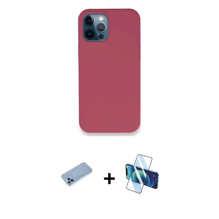 MARSİLYAN™- iPhone 12 Pro Kılıf Zirve Modern Özel Seri - Siyah 3D Antistatik Seramik Nano Ekran Koruyucu + Shine Kamera Lens Koruma Cam - MI