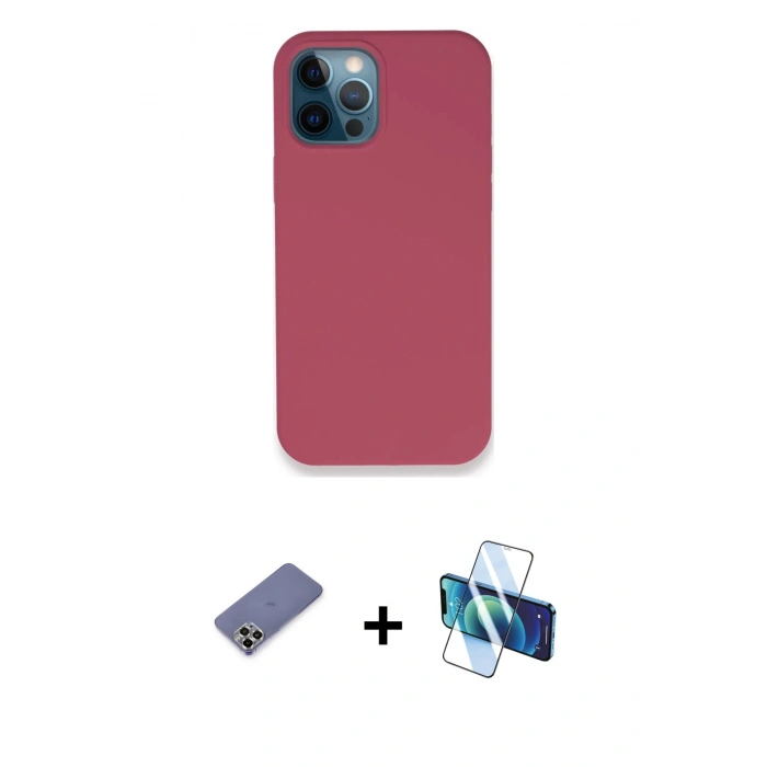 MARSİLYAN™- iPhone 12 Pro Kılıf Zirve Modern Özel Seri - Siyah 3D Antistatik Seramik Nano Ekran Koruyucu + Metal Kamera Lens Koruma Cam - GD