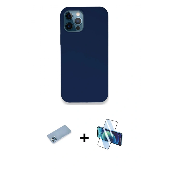 MARSİLYAN™- iPhone 12 Pro Kılıf Zirve Modern Özel Seri - Siyah 3D Antistatik Seramik Nano Ekran Koruyucu + Shine Kamera Lens Koruma Cam - MI