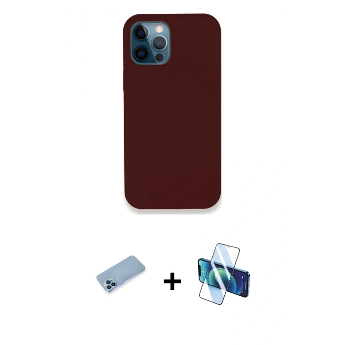 MARSİLYAN™- iPhone 12 Pro Kılıf Zirve Modern Özel Seri - Siyah 3D Antistatik Seramik Nano Ekran Koruyucu + Shine Kamera Lens Koruma Cam - MI