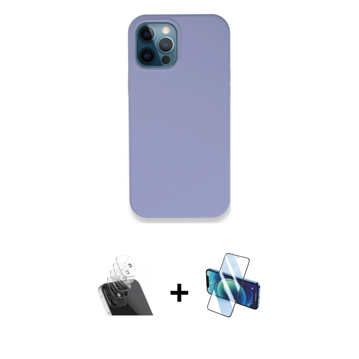 MARSİLYAN™- iPhone 12 Pro Kılıf Zirve Modern Özel Seri - Siyah 3D Antistatik Seramik Nano Ekran Koruyucu + Kamera Lens Koruma Cam - SF