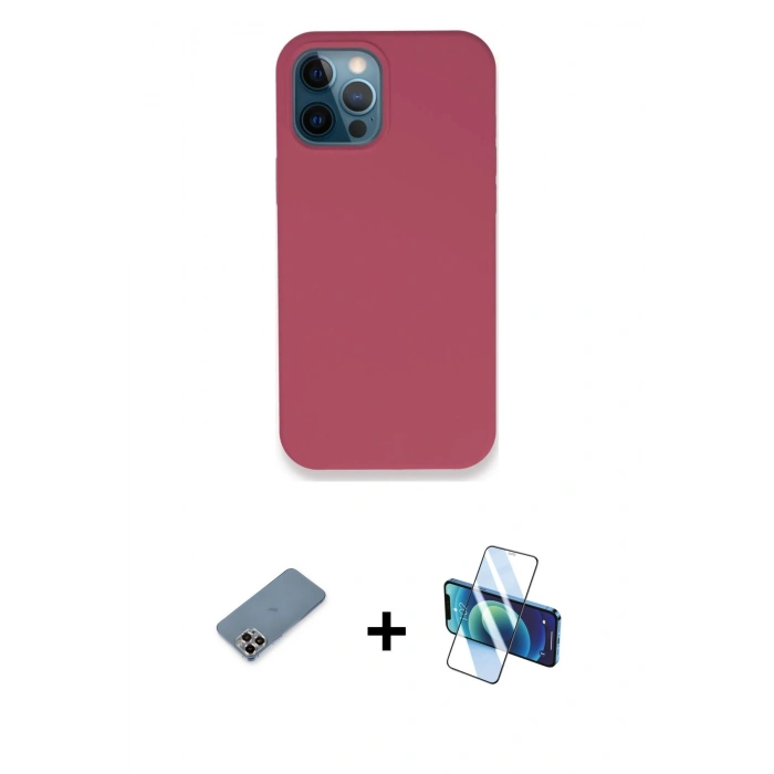 MARSİLYAN™- iPhone 12 Pro Kılıf Zirve Modern Özel Seri - Siyah 3D Antistatik Seramik Nano Ekran Koruyucu + Metal Kamera Lens Koruma Cam - MR