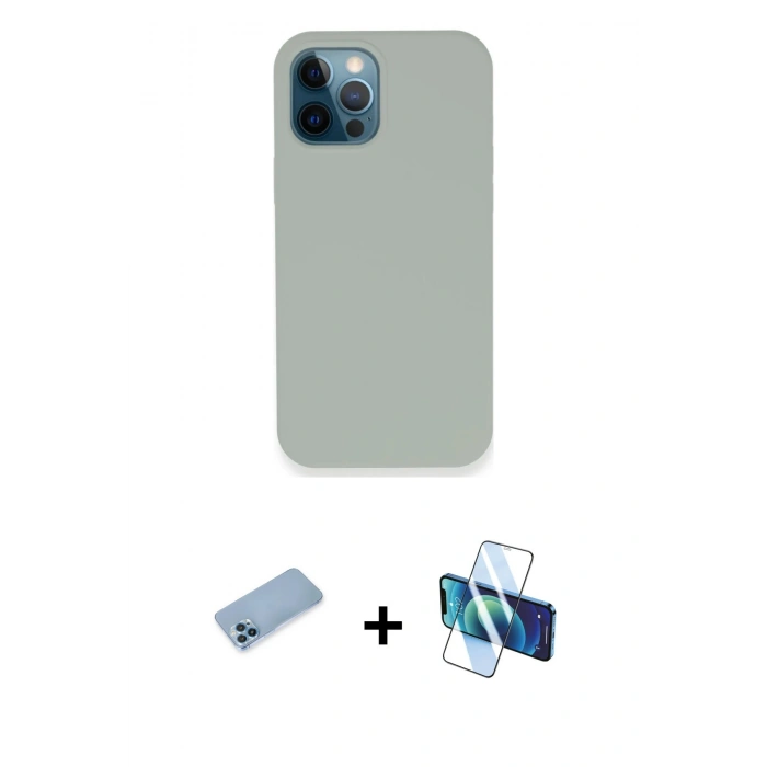 MARSİLYAN™- iPhone 12 Pro Kılıf Zirve Modern Özel Seri - Siyah 3D Antistatik Seramik Nano Ekran Koruyucu + Shine Kamera Lens Koruma Cam - MI