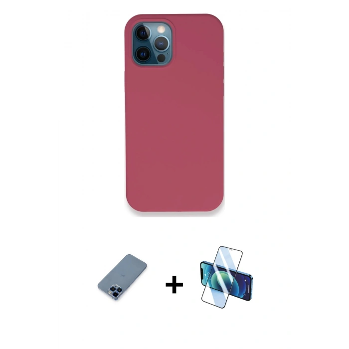 MARSİLYAN™- iPhone 12 Pro Kılıf Zirve Modern Özel Seri - Siyah 3D Antistatik Seramik Nano Ekran Koruyucu + Metal Kamera Lens Koruma Cam - MI