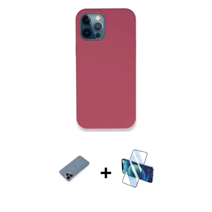MARSİLYAN™- iPhone 12 Pro Kılıf Zirve Modern Özel Seri - Siyah 3D Antistatik Seramik Nano Ekran Koruyucu + Shine Kamera Lens Koruma Cam - SH