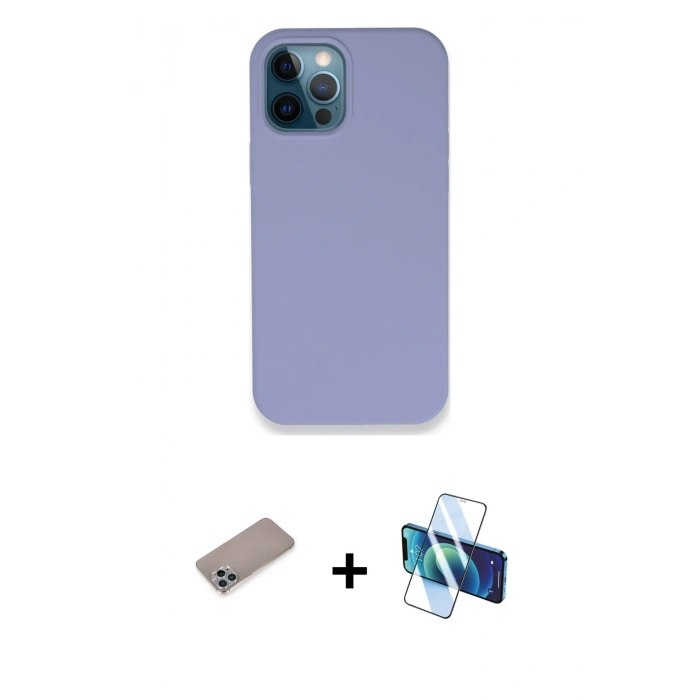 MARSİLYAN™- iPhone 12 Pro Kılıf Zirve Modern Özel Seri - Siyah 3D Antistatik Seramik Nano Ekran Koruyucu + Shine Kamera Lens Koruma Cam - SABE