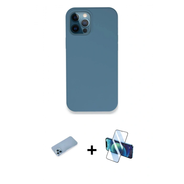 MARSİLYAN™- iPhone 12 Pro Kılıf Zirve Modern Özel Seri - Siyah 3D Antistatik Seramik Nano Ekran Koruyucu + Shine Kamera Lens Koruma Cam - MI