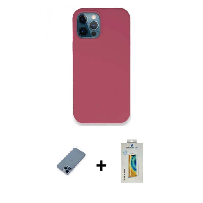 MARSİLYAN™- iPhone 12 Pro Kılıf Zirve Modern Özel Seri - Siyah Polymer Nano Ekran Koruyucu + Metal Kamera Lens Koruma Cam - MI