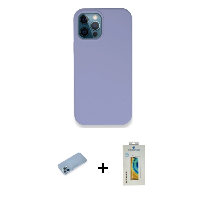 MARSİLYAN™- iPhone 12 Pro Kılıf Zirve Modern Özel Seri - Siyah Polymer Nano Ekran Koruyucu + Shine Kamera Lens Koruma Cam - MI