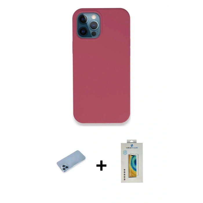 MARSİLYAN™- iPhone 12 Pro Kılıf Zirve Modern Özel Seri - Siyah Polymer Nano Ekran Koruyucu + Shine Kamera Lens Koruma Cam - MI