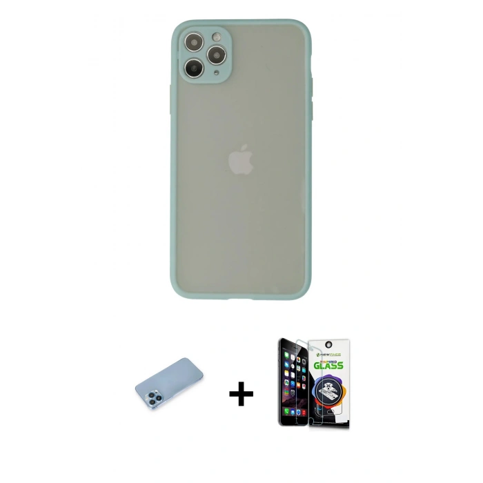 MARSİLYAN™- iPhone 12 Pro Max Kılıf Ahenk Çizgi Serisi - Şeffaf Temperli Cam Ekran Koruyucu + Shine Kamera Lens Koruma Cam - MI