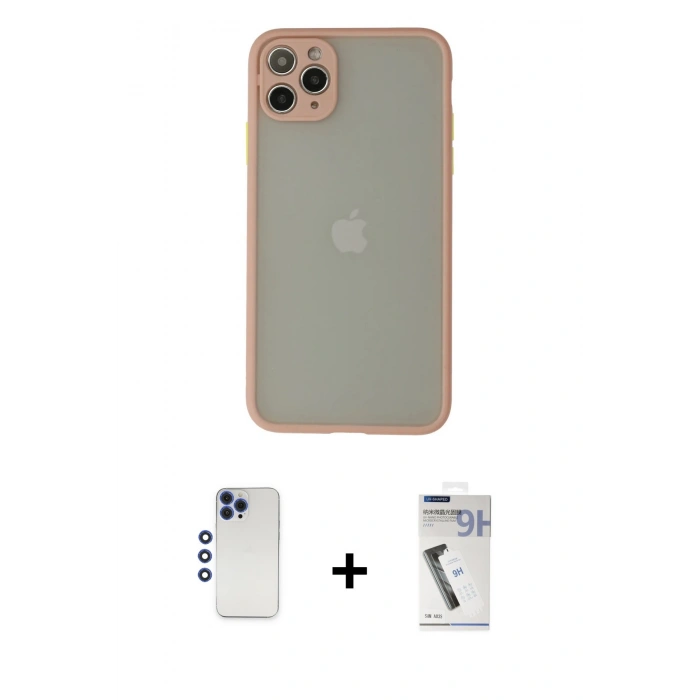 MARSİLYAN™- iPhone 12 Pro Max Kılıf Ahenk Çizgi Serisi - Şeffaf Uv Polymer Nano Ekran Koruyucu + Shine Kamera Lens - LT