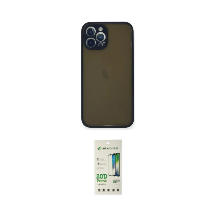MARSİLYAN™- iPhone 12 Pro Max Kılıf Ahenk Çizgi Serisi - Siyah 20D Premium Cam Ekran Koruyucu